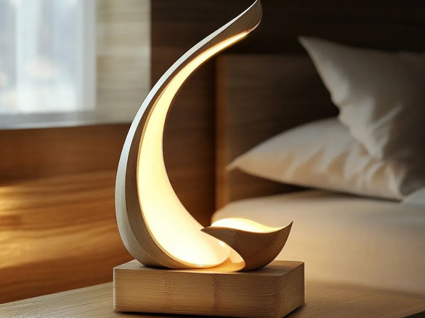 Crescent Moon Bamboo Table Lamp