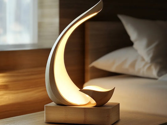 Crescent Moon Bamboo Table Lamp